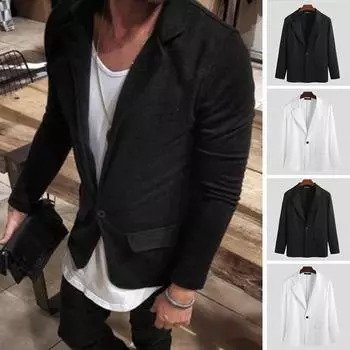 INCERUN Мужская рубашка с длинным рукавом с лацканами, повседневный деловой деловой костюм, социальный пиджак с одной пуговицей