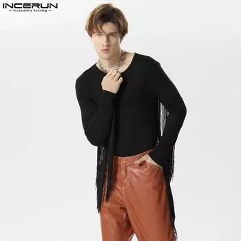 INCERUN мужские боди с длинными рукавами и кисточками, комбинезоны