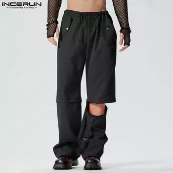 INCERUN Мужские брюки-карго с застежкой-молнией и повседневными брюками