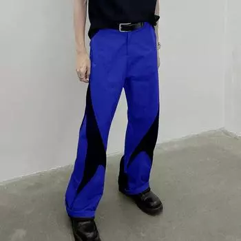 INCERUN Мужские брюки на молнии в стиле пэчворк, прямые брюки, повседневные длинные брюки-палаццо 2XL зелёный