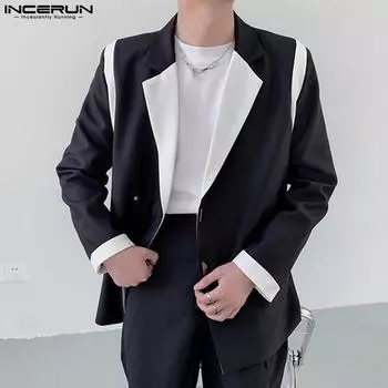 INCERUN Мужские цветные пиджаки с длинными рукавами и лацканами