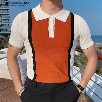 INCERUN Мужские цветные поло на лето