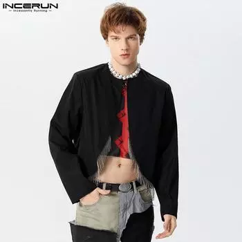 INCERUN Мужские кардиганы с длинными рукавами и открытыми передними кисточками