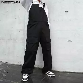 INCERUN Мужские комбинезоны на подтяжках, брюки-карго, комбинезоны