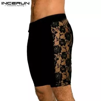 INCERUN Мужские кружевные трусы-боксеры в стиле пэчворк S