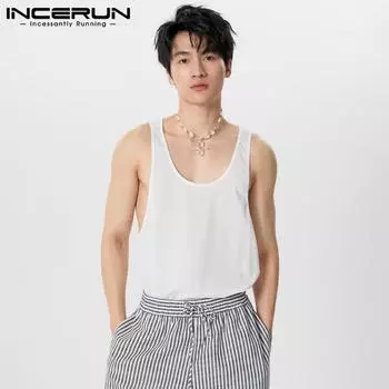 INCERUN Мужские летние безрукавки жилет повседневный спортивный ремень майки