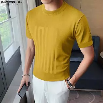 INCERUN мужские летние футболки приталенного кроя