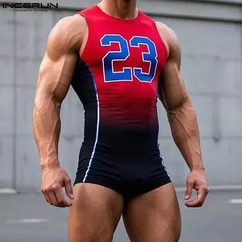 INCERUN Мужские летние комбинезоны без рукавов с градиентом, цельные боди, короткие комбинезоны, комбинезоны 2XL