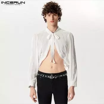 INCERUN Мужские летние короткие кардиганы-накидки с длинными рукавами