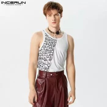 INCERUN Мужские летние майки без рукавов с цветочным принтом и майками