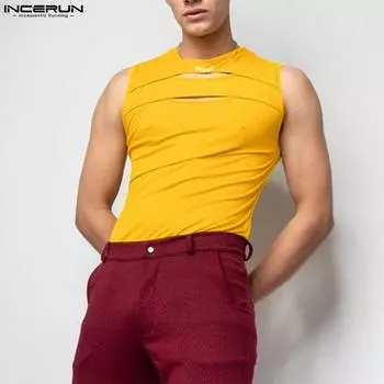 INCERUN Мужские летние однотонные однотонные топы без рукавов без рукавов