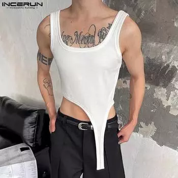 INCERUN Мужские майки без рукавов Нерегулярный повседневный клубный жилет для вечеринок
