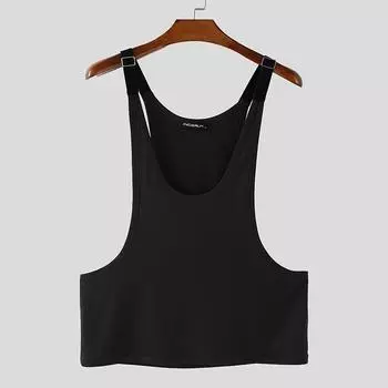 INCERUN Мужские майки без рукавов с U-образным вырезом, пэчворк, на бретелях, свободные S