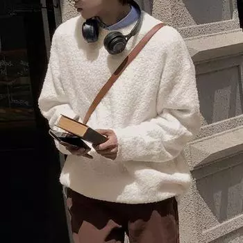 INCERUN Мужские меховые пуловеры с круглым вырезом и длинными рукавами