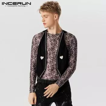 INCERUN Мужские модные повседневные жилеты без рукавов, топы