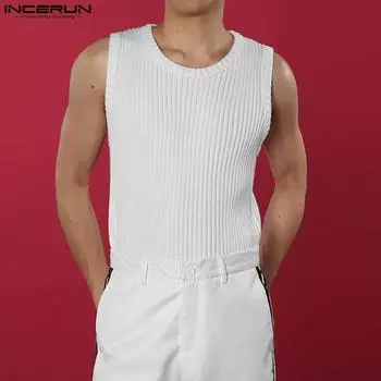 INCERUN мужские однотонные майки без рукавов, жилеты