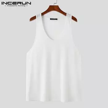 INCERUN Мужские однотонные повседневные майки без рукавов для домашней одежды