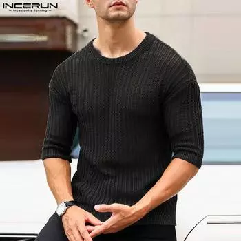 INCERUN Мужские однотонные прозрачные сетчатые повседневные майки с короткими рукавами и топы