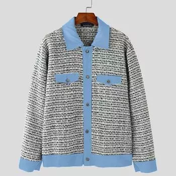 INCERUN Мужские пальто оверсайз с лацканами, длинными рукавами, клетчатой лоскутной текстурой, повседневные