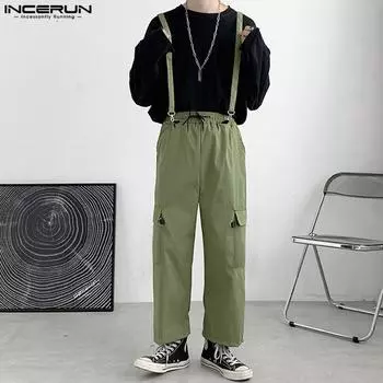 INCERUN мужские подтяжки с эластичной резинкой на талии, шаровары, комбинезоны