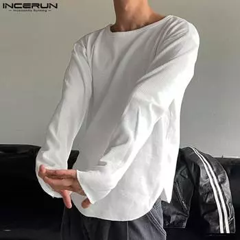 INCERUN Мужские повседневные пуловеры с длинным рукавом и круглым вырезом