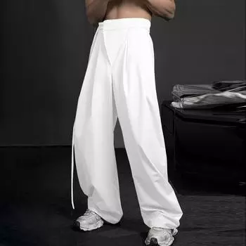 INCERUN Мужские повседневные широкие брюки с застежкой-молнией на талии и широкими штанинами 3XL белый