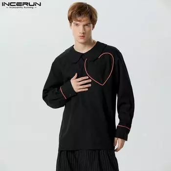 INCERUN Мужские рубашки с длинными рукавами и лацканами