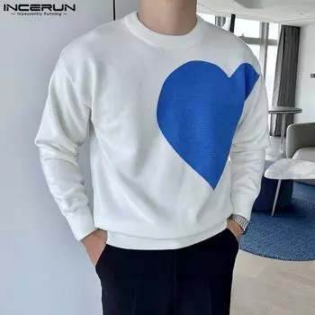 INCERUN Мужские свободные повседневные топы с капюшоном с принтом на осень и весну