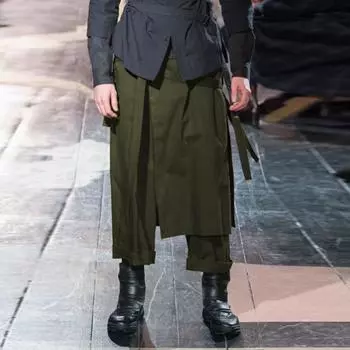 INCERUN Мужские свободные прямые винтажные брюки в стиле Харадзюку 3XL зелёный