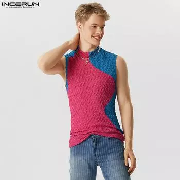 INCERUN Мужские тонкие цветные майки без рукавов