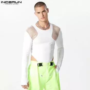 INCERUN Мужские тонкие комбинезоны с длинными рукавами Клубная одежда Боди