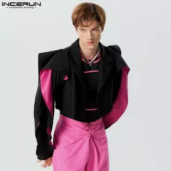 INCERUN Мужские укороченные шорты в стиле пэчворк, пиджак, пиджак