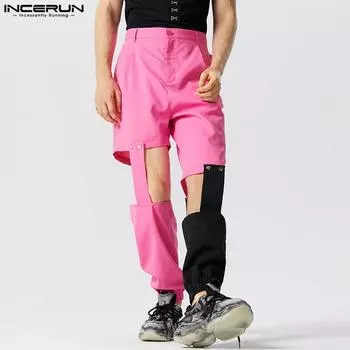 INCERUN Мужские вечерние деконструированные съемные лоскутные повседневные брюки