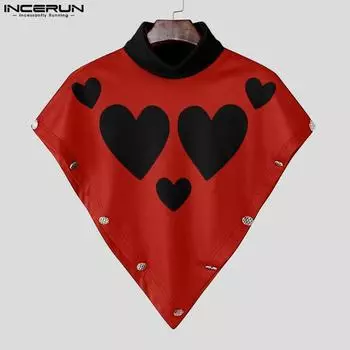 INCERUN Мужские весенние водолазки с принтом, плащи нестандартного покроя, накидки S белый