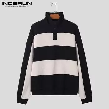 INCERUN Мужские вязаные свитера с цветными пуговицами
