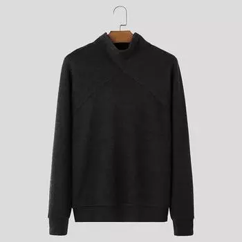 INCERUN Мужские вязаные свитера с высоким воротом и длинным рукавом Осень-зима Повседневные джемперы S оранжевый