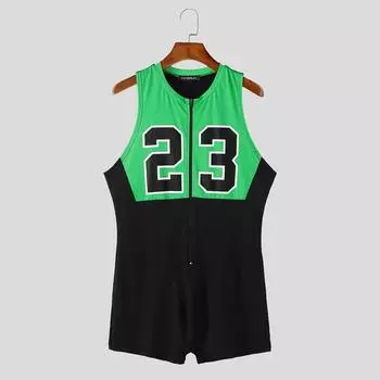 INCERUN Мужской домашний комбинезон без рукавов с принтом букв, облегающий ромпер, цельный костюм