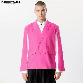 INCERUN Мужской костюм с лацканами и рукавами, плащ, пальто