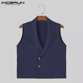 INCERUN Мужской летний жилет с глубоким V-образным вырезом без рукавов XL розовый