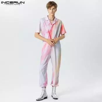 INCERUN Мужской модный комбинезон градиентного цвета с длинными рукавами