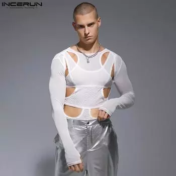 INCERUN Мужской облегающий купальник с длинным рукавом, нижнее белье, комбинезоны
