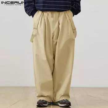 INCERUN Мужской повседневный длинный комбинезон-карго с пуговицами на талии