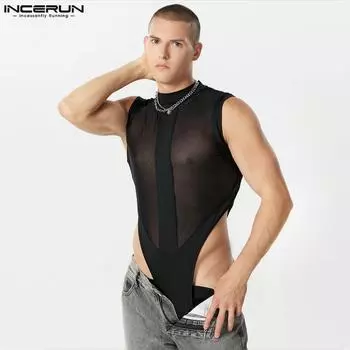 INCERUN Мужской прозрачный жилет без рукавов Боди