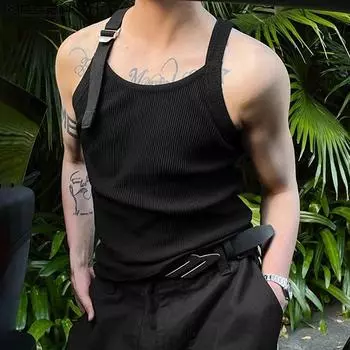 INCERUN Мужской жилет без рукавов с регулируемым ремешком, летние майки с мышцами