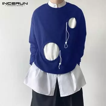 INCERUN осень-весна мужские топы с капюшоном