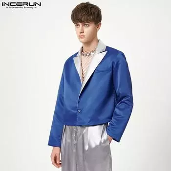 INCERUN осень-весна мужские винтажные цветные пиджаки с лацканами пальто