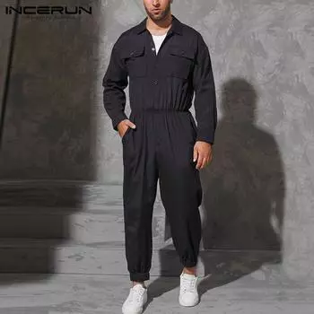 INCERUN осенне-весенний комбинезон, мужские длинные брюки, подходящая рабочая одежда, мужской комбинезон, повседневные комбинезоны-карго, комбинезоны