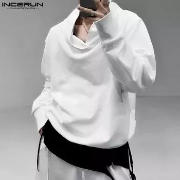 INCERUN Осенние женские и мужские однотонные топы с капюшоном