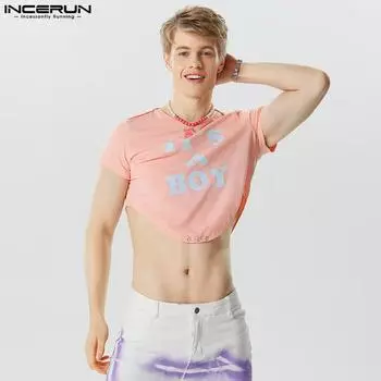 INCERUN Печать Мужские летние повседневные мини-топы с короткими рукавами