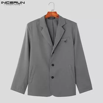 INCERUN Плюс Размер Мужской Блейзер Весна Осень Свободные Повседневные Пальто